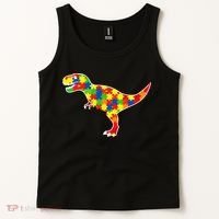 Autism Awareness Cute Dinosaur T Rex Tank Top thumb 2
