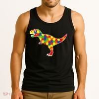 Autism Awareness Cute Dinosaur T Rex Tank Top thumb 3