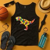 Autism Awareness Cute Dinosaur T Rex Tank Top thumb 4