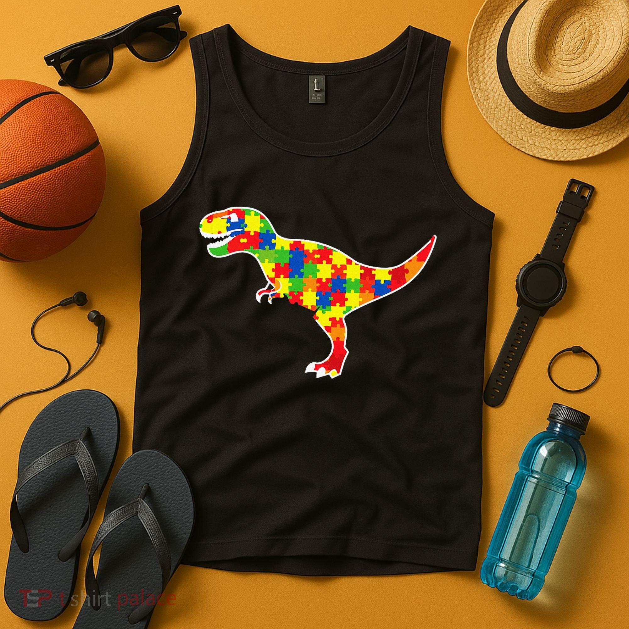Autism Awareness Cute Dinosaur T Rex Tank Top