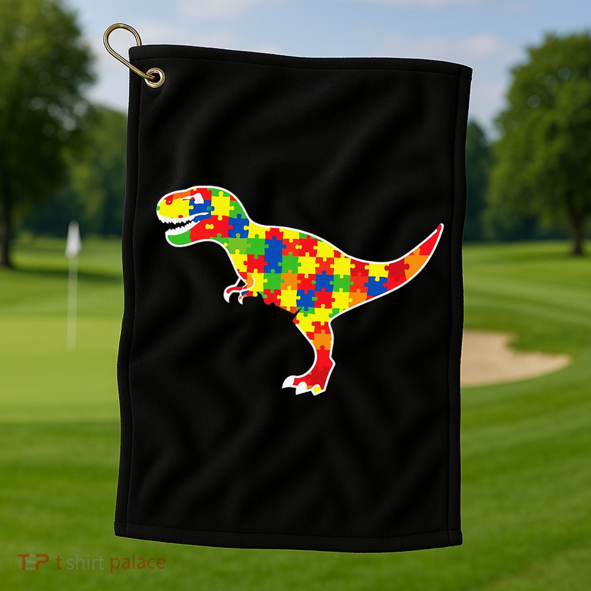 Autism Awareness Cute Dinosaur T Rex Golf Towel
