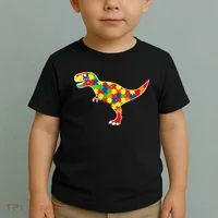 Autism Awareness Cute Dinosaur T Rex Toddler T-Shirt thumb 2
