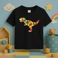 Autism Awareness Cute Dinosaur T Rex Toddler T-Shirt thumb 3