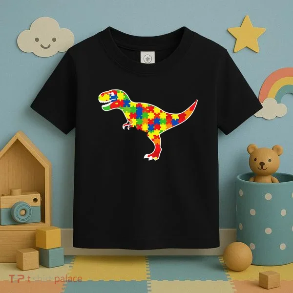 Autism Awareness Cute Dinosaur T Rex Toddler T-Shirt