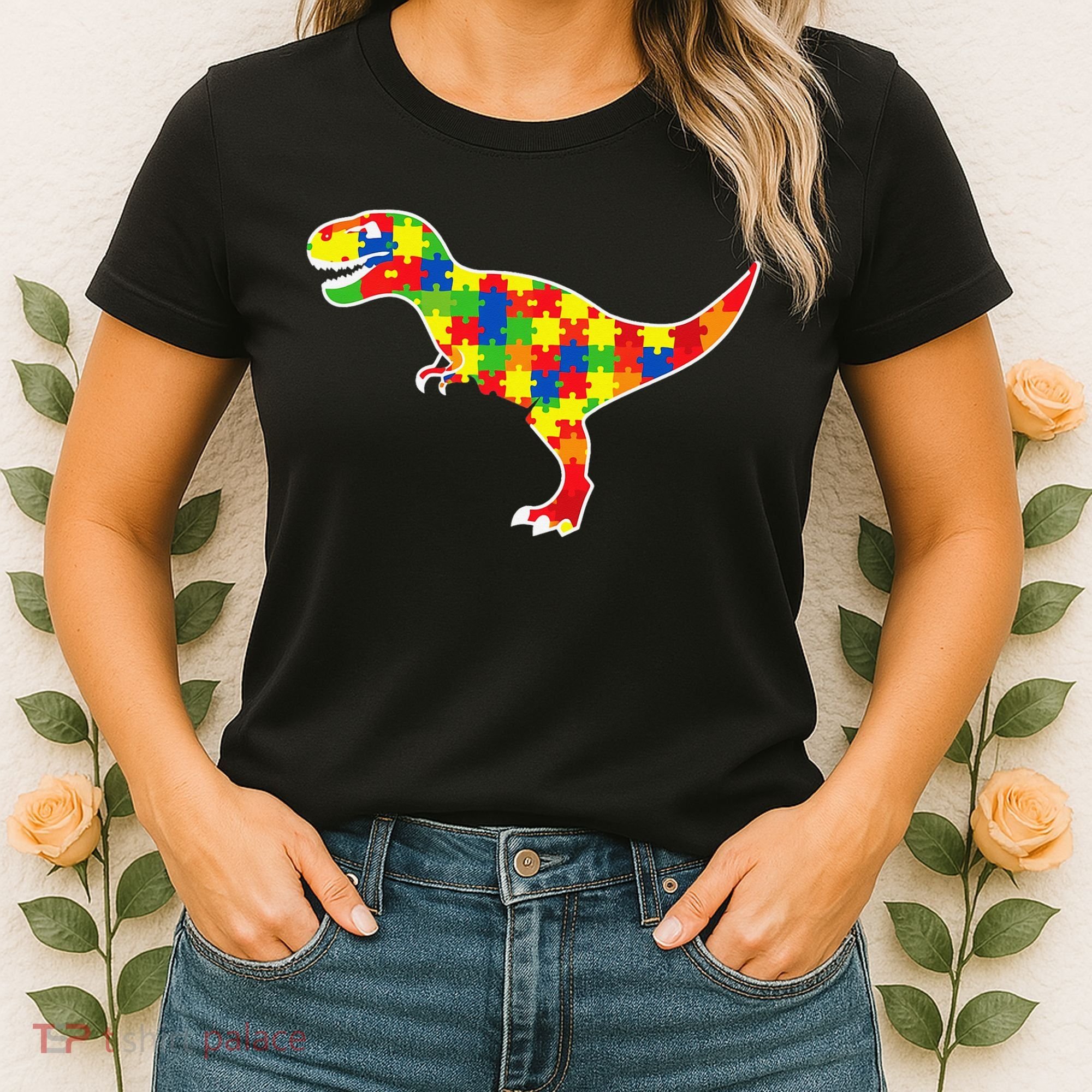 Autism Awareness Cute Dinosaur T Rex Women's T-Shirt
