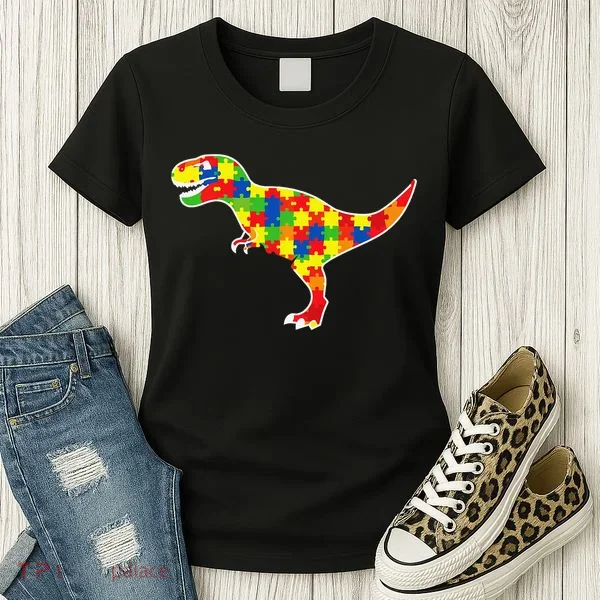Autism Awareness Cute Dinosaur T Rex Women's T-Shirt