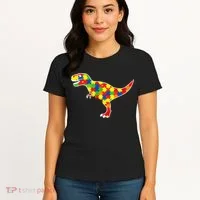 Autism Awareness Cute Dinosaur T Rex Women's T-Shirt thumb 4