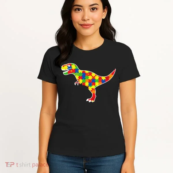 Autism Awareness Cute Dinosaur T Rex Women's T-Shirt