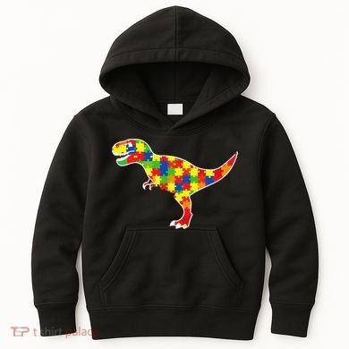 Autism Awareness Cute Dinosaur T Rex Kids Hoodie