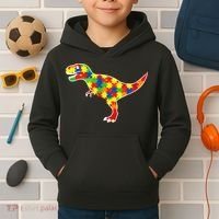 Autism Awareness Cute Dinosaur T Rex Kids Hoodie thumb 2