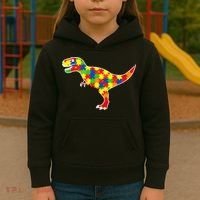 Autism Awareness Cute Dinosaur T Rex Kids Hoodie thumb 3