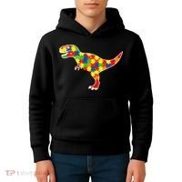 Autism Awareness Cute Dinosaur T Rex Kids Hoodie thumb 4