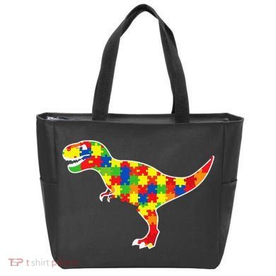 Autism Awareness Cute Dinosaur T Rex Tote Bag