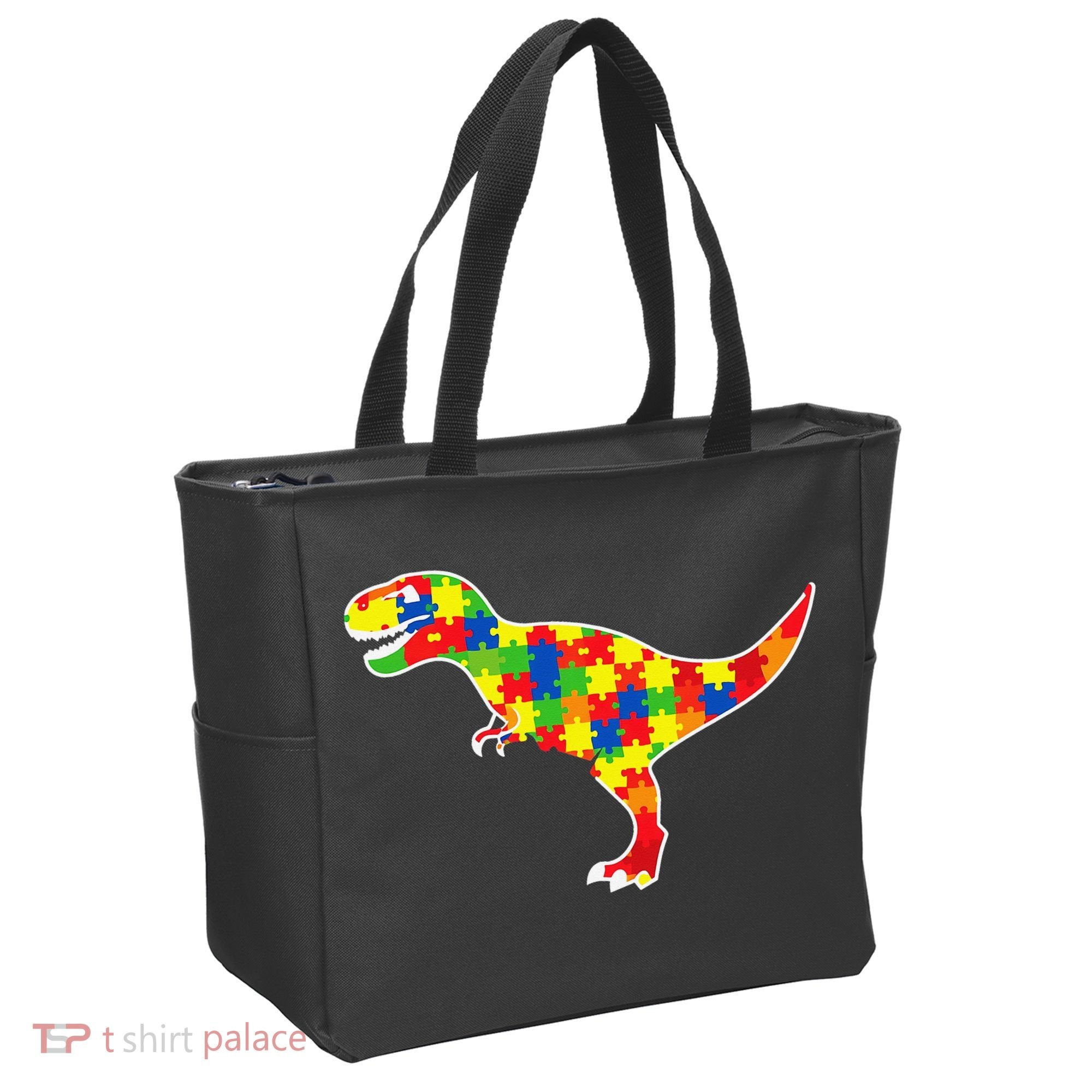 Autism Awareness Cute Dinosaur T Rex Tote Bag