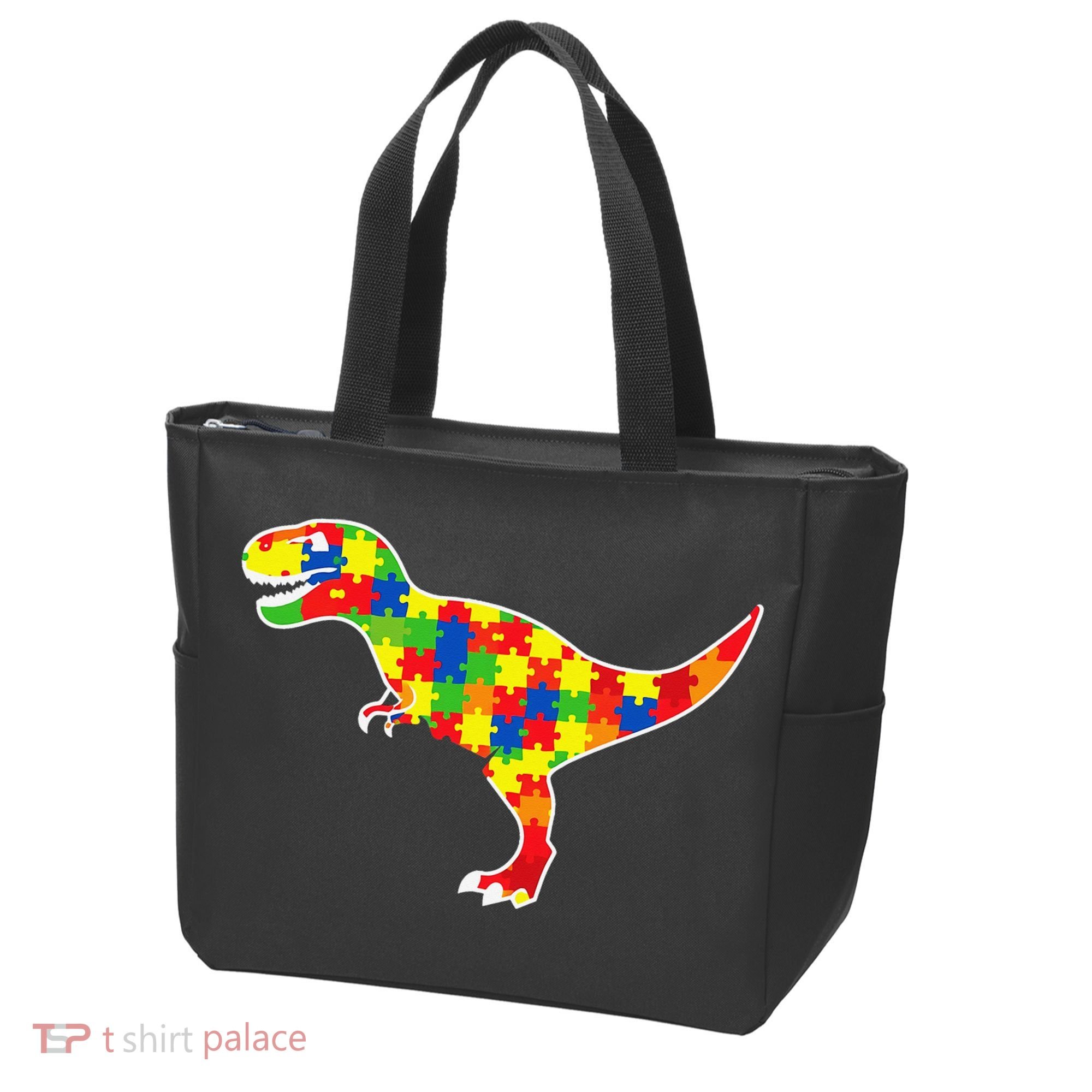 Autism Awareness Cute Dinosaur T Rex Tote Bag