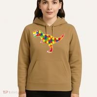 Autism Awareness Cute Dinosaur T Rex Hoodie thumb 5