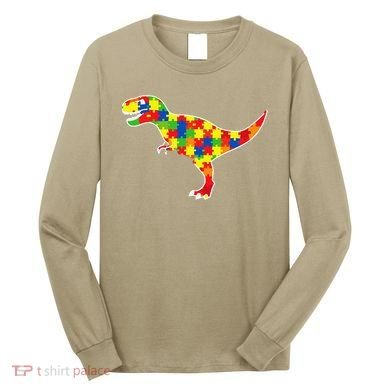 Autism Awareness Cute Dinosaur T Rex Long Sleeve Shirt
