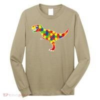 Autism Awareness Cute Dinosaur T Rex Long Sleeve Shirt thumb 0