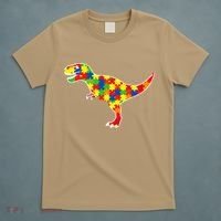Autism Awareness Cute Dinosaur T Rex T-Shirt thumb 5