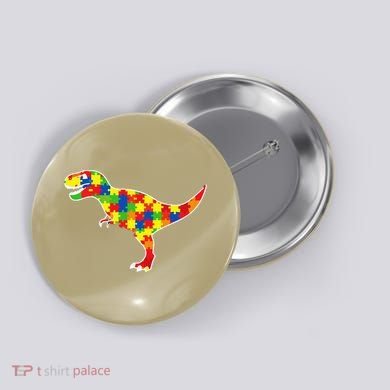 Autism Awareness Cute Dinosaur T Rex Button