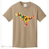 Autism Awareness Cute Dinosaur T Rex Kids T-Shirt thumb 0