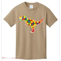 Autism Awareness Cute Dinosaur T Rex Kids T-Shirt thumb 0