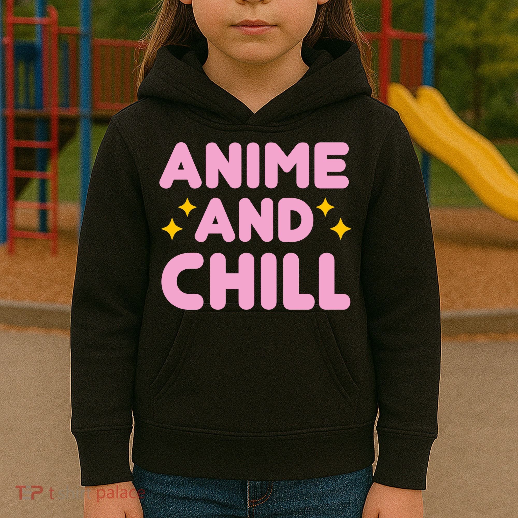Anime And Chill Kids Hoodie