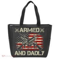 Armed And Dadly Funny Deadly Father Gifts For Fathers Day Tote Bag thumb 0