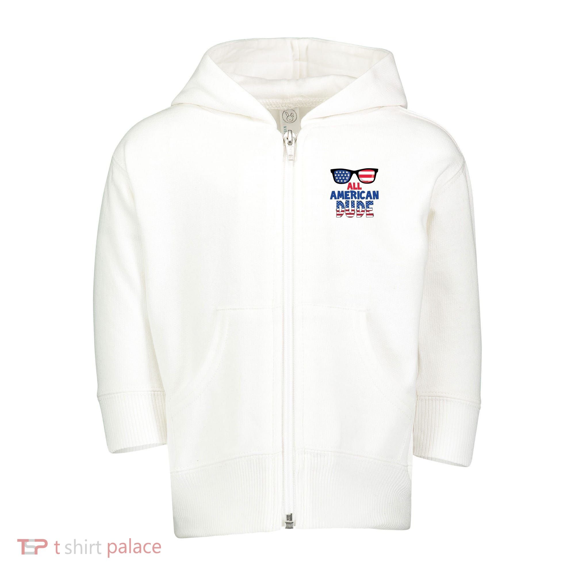 All American Dude 4th Of July Toddler Zip Fleece Hoodie
