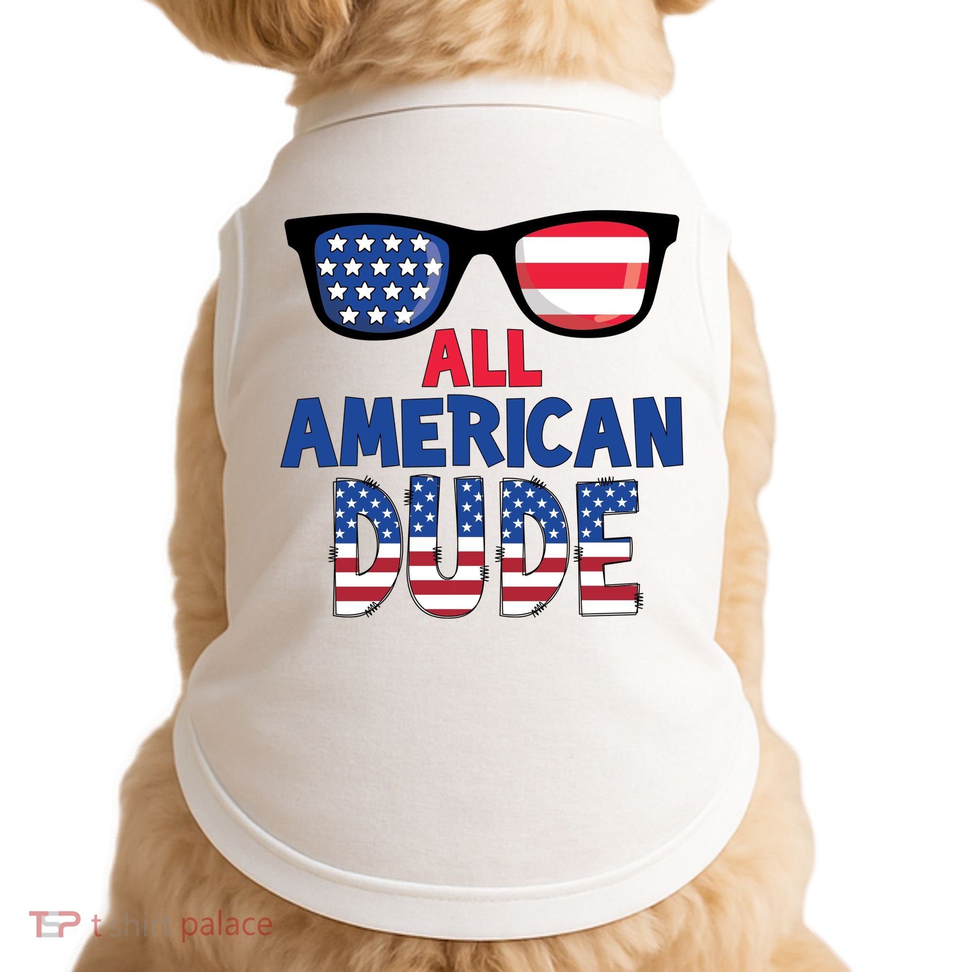 All American Dude 4th Of July Doggie Tank