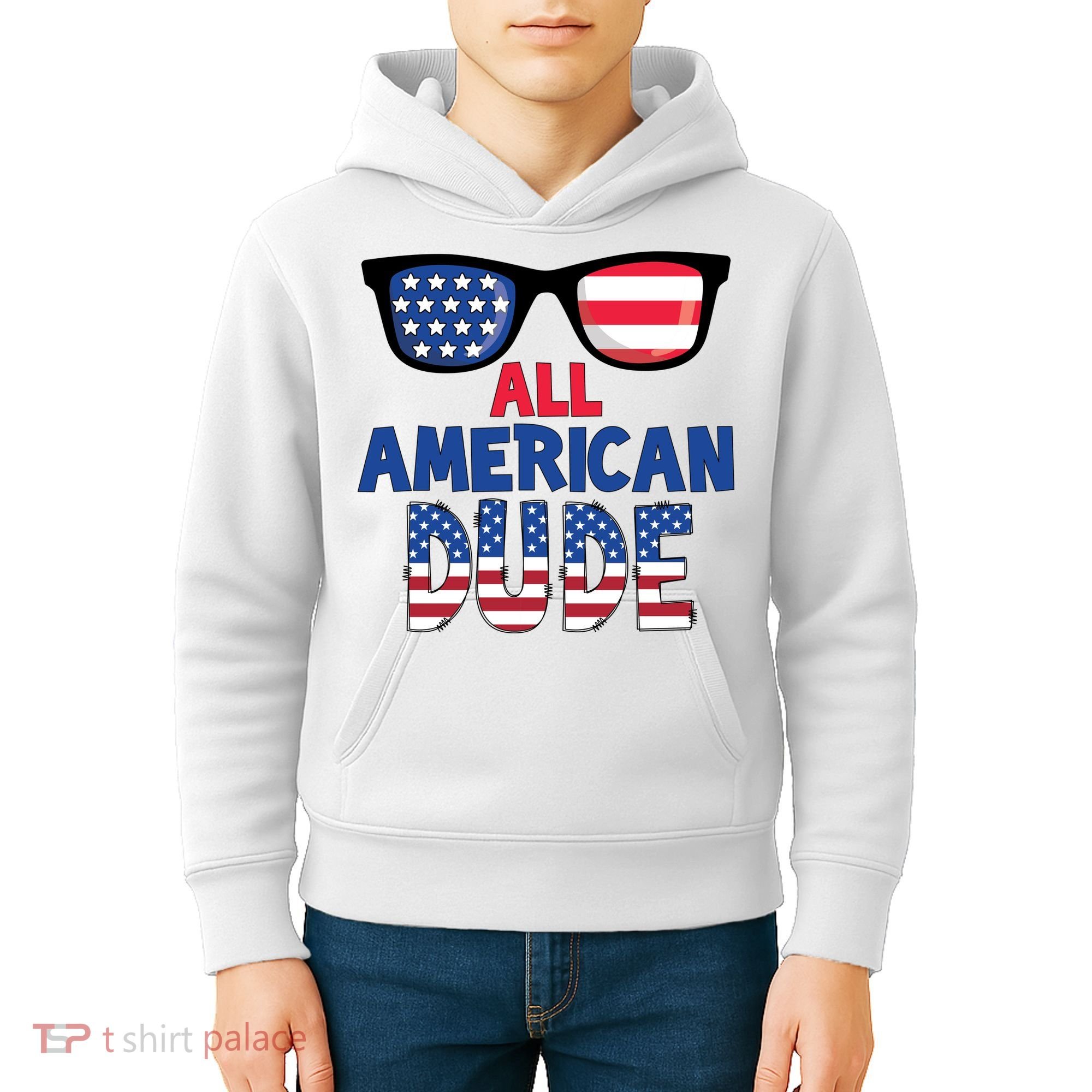 All American Dude 4th Of July Kids Hoodie