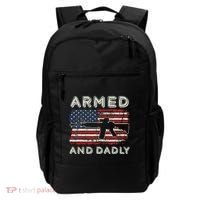 Armed And Dadly Funny Deadly Father Gift For Father's Day Backpack thumb 0