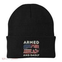Armed And Dadly Funny Deadly Father Gift For Father's Day Beanie thumb 0