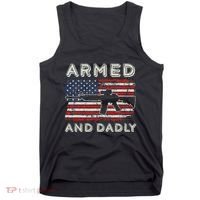 Armed And Dadly Funny Deadly Father Gift For Father's Day Tank Top thumb 0