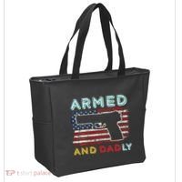 Armed And Dadly Funny Deadly Father Gift For Father's Day Tote Bag thumb 2