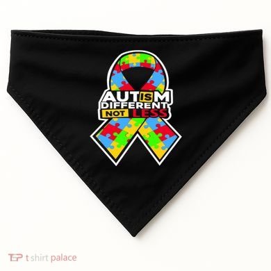Autism Awareness Different Not Less Puzzle Ribbon USA-Made Doggie Bandana