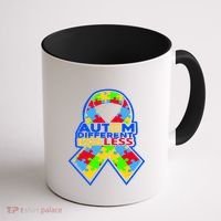 Autism Awareness Different Not Less Puzzle Ribbon Coffee Mug thumb 1