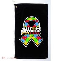 Autism Awareness Different Not Less Puzzle Ribbon Golf Towel thumb 0
