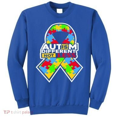 Autism Awareness Different Not Less Puzzle Ribbon Sweatshirt