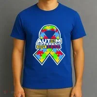 Autism Awareness Different Not Less Puzzle Ribbon T-Shirt thumb 3