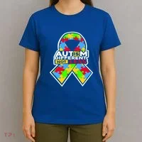 Autism Awareness Different Not Less Puzzle Ribbon T-Shirt thumb 4