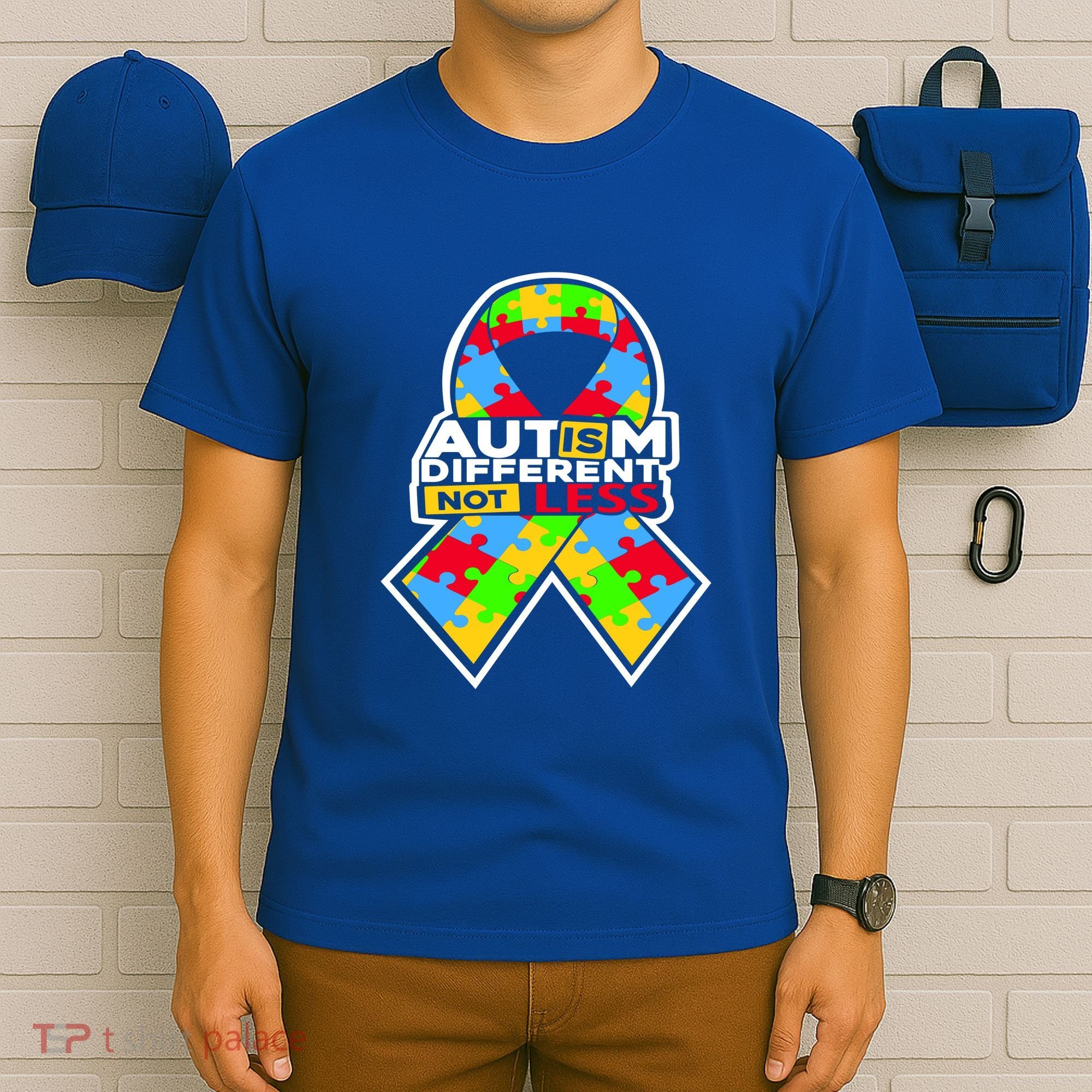Autism Awareness Different Not Less Puzzle Ribbon T-Shirt