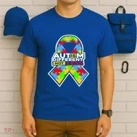 Autism Awareness Different Not Less Puzzle Ribbon T-Shirt thumb 6