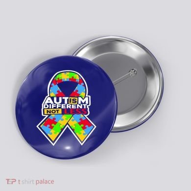 Autism Awareness Different Not Less Puzzle Ribbon Button