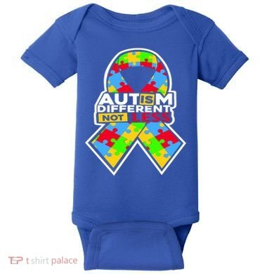 Autism Awareness Different Not Less Puzzle Ribbon Baby Bodysuit