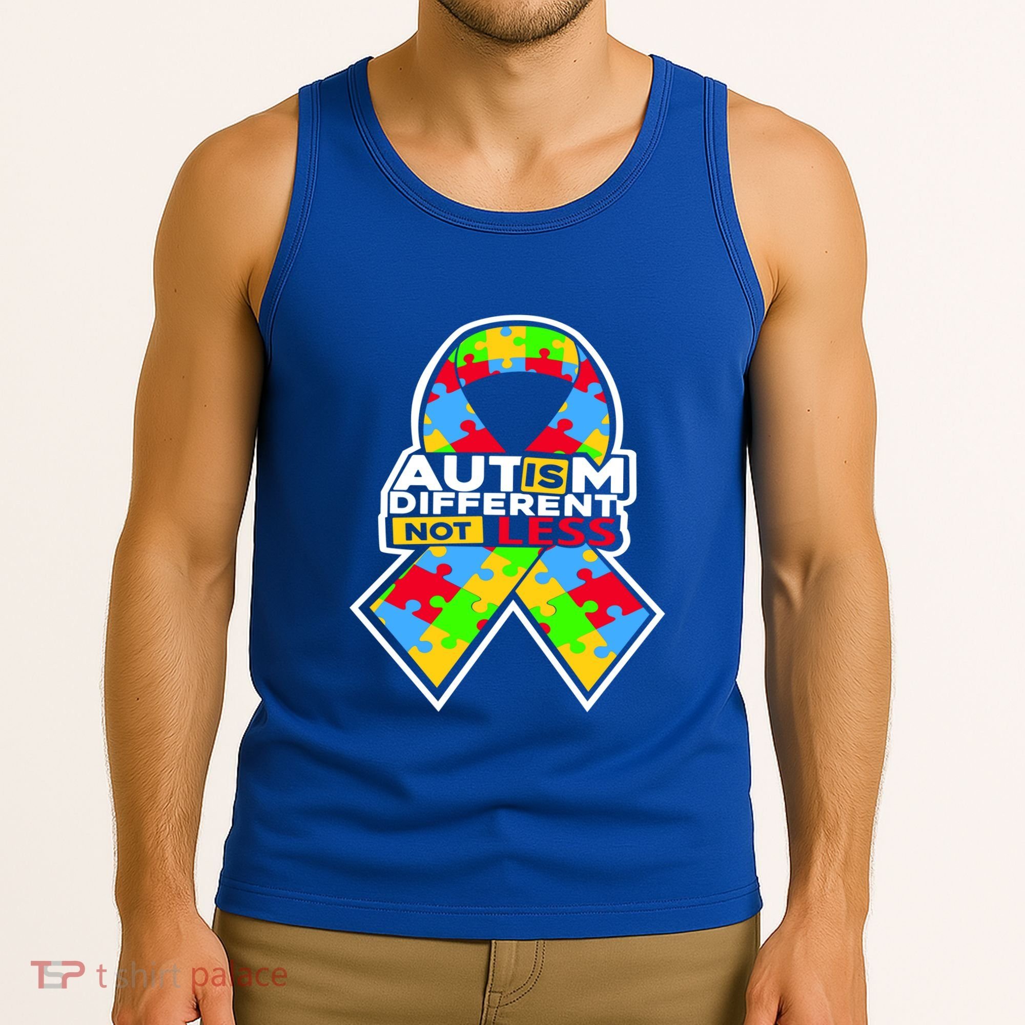 Autism Awareness Different Not Less Puzzle Ribbon Tank Top