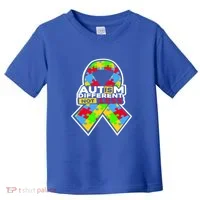 Autism Awareness Different Not Less Puzzle Ribbon Toddler T-Shirt thumb 0