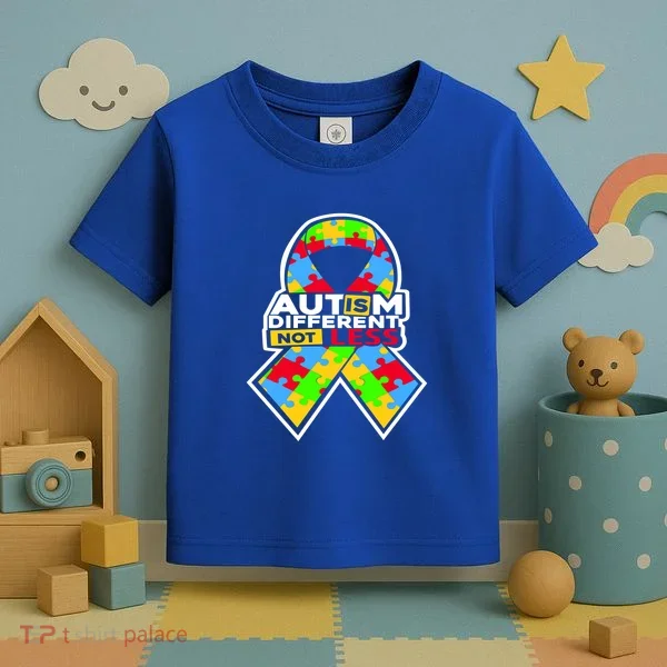 Autism Awareness Different Not Less Puzzle Ribbon Toddler T-Shirt