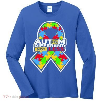 Autism Awareness Different Not Less Puzzle Ribbon Women's Long Sleeve Shirt