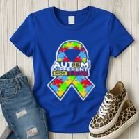 Autism Awareness Different Not Less Puzzle Ribbon Women's T-Shirt thumb 3